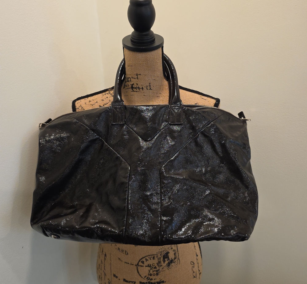 Yves Saint Laurent Black Shimmery Patent Leather Bag